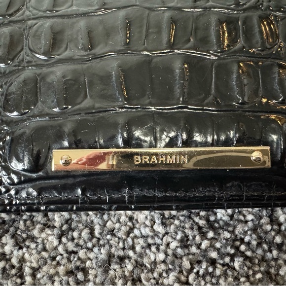 BRAHMIN Ady Slim Wallet Croc Embossed Continental Leather Black Melbourne $145 - Picture 3 of 13